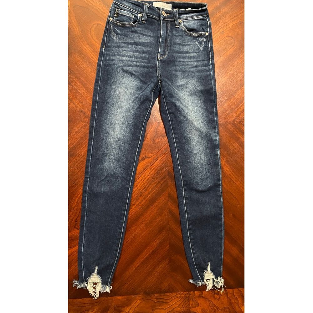 KanCan KC7329D Skinny Ankle Jeans Womens 3/25 Dark Wash‎ Raw Hem Stretch